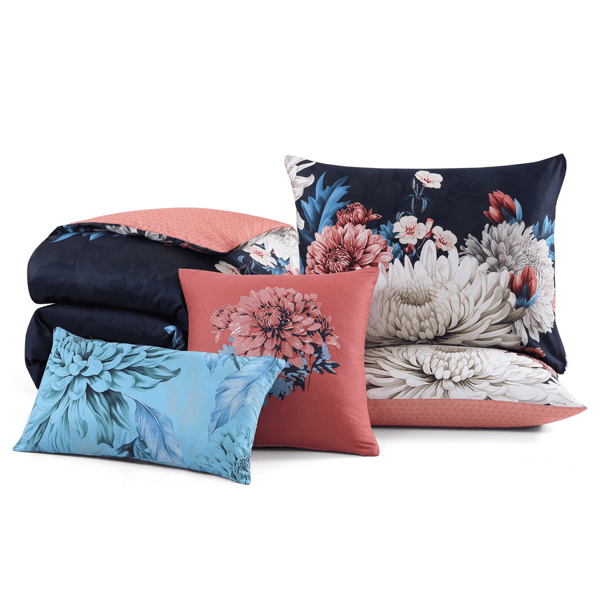 Bebejan Navy Mums 5pc. Reversible Comforter Set