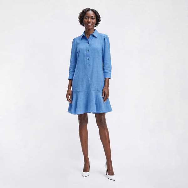 Womens Emma & Michele Long Sleeve Solid Ruffle Hem Shift Dress