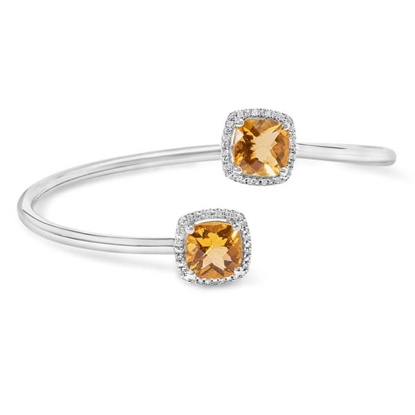 Haus of Brilliance Sterling Silver Yellow Citrine Bangle Bracelet
