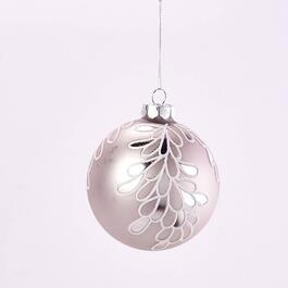 Glass Pink Ornament with Silver Leaves
