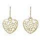 Freedom Nickel Free Gold Filigree Heart Drop Earrings - image 1