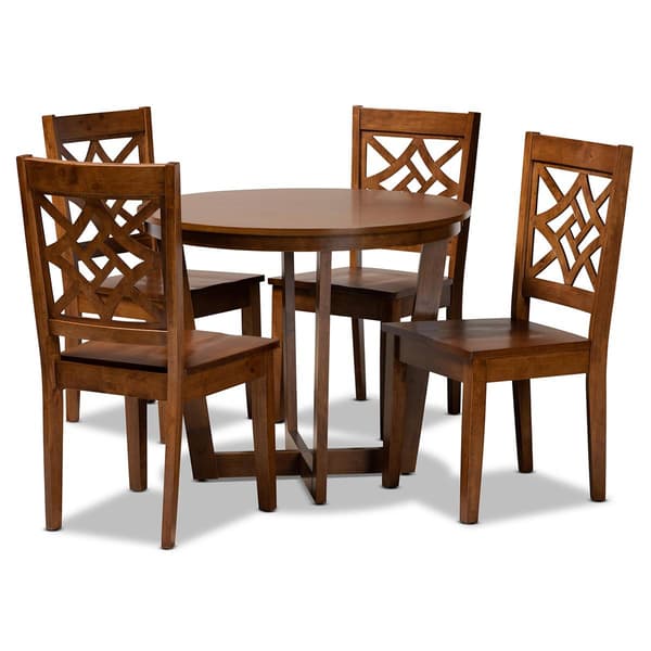Baxton Studio Brava Walnut Brown Finished Wood 5pc. Dining Set