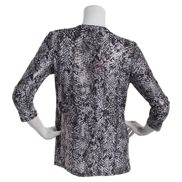 Womens Emily Daniels 3/4 Sleeve Leopard Foil Bar Neck Blouse