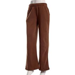 Juniors No Comment Fleece Applique Wide Leg Pants - Chestnut