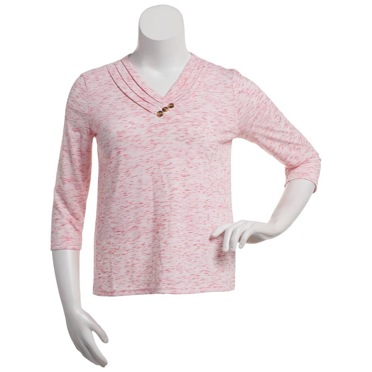 Womens Hasting & Smith 3/4 Sleeve Pleat Crossover V-Neck Tee 