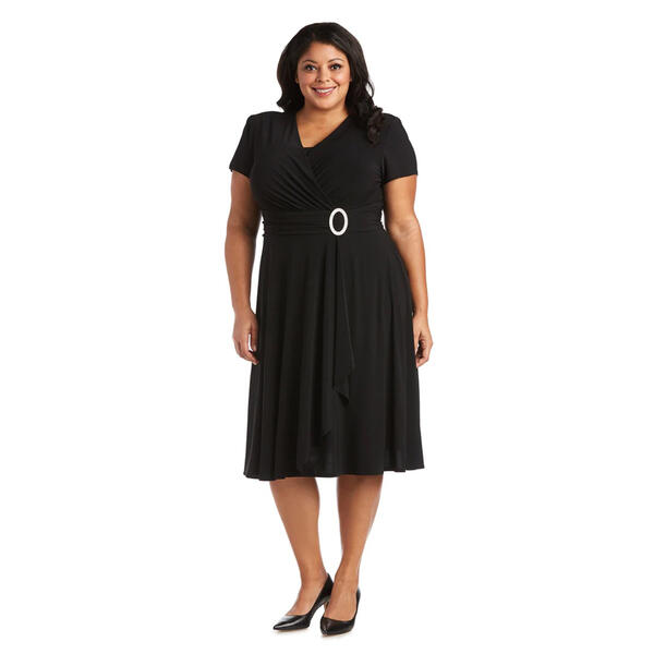 Plus Size R&M Richards Side Drape A-Line Dress - image 