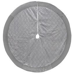 56in. Silver Velvet Tree Skirt with Silver Glitter Diamond Design