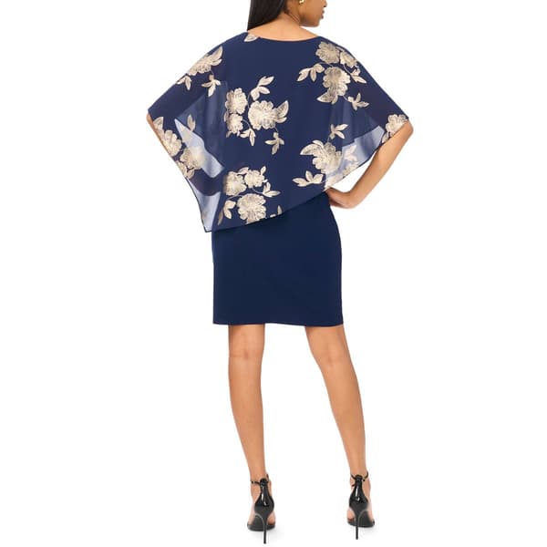 Womens MSK Foil Floral Overlay Sheath Dress