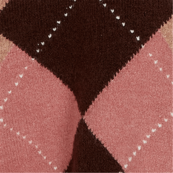 Womens Hearts of Palm Berry Fabulous V Neck Argyle Sweater