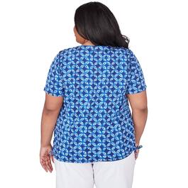 Plus Size Alfred Dunner Blue Bayou Knit Patchwork Ikat Tee