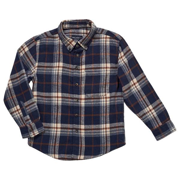 Boys (8-20) Architect® Flannel Shirt - Navy/Orange