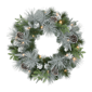 Puleo International 24in. Pre-Lit Flocked Wreath with Pinecones - image 1