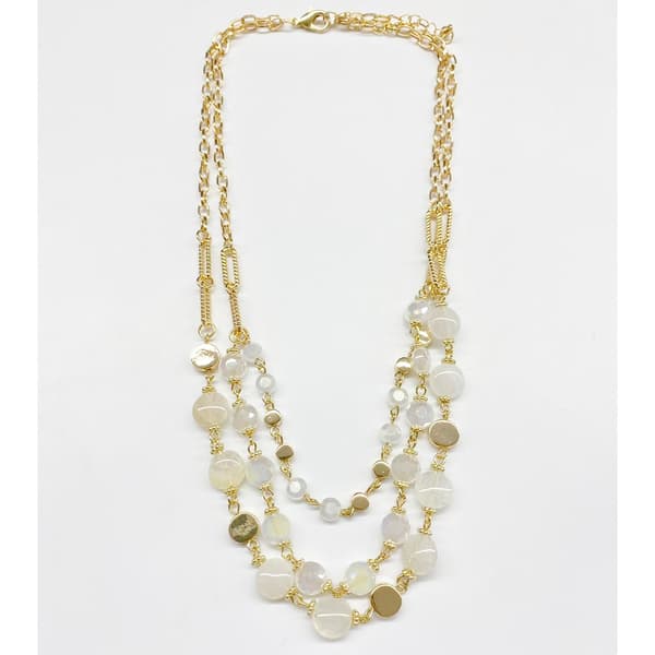 Ashley Cooper(tm) White & Gold Accent Bead Orb Layered Necklace - image 