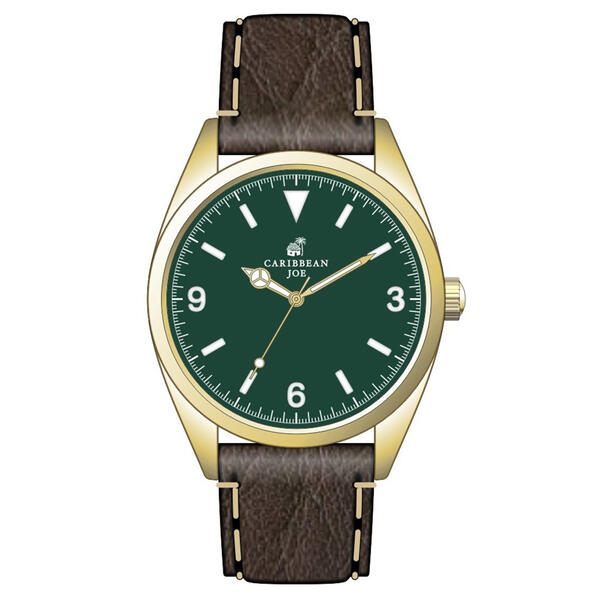 Mens Caribbean Joe Gold-Tone Retro Strap Watch - CJ7144GD - image 