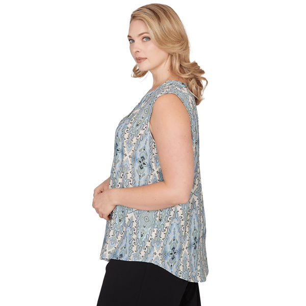 Plus Size Emaline Seabreeze Essence Sleeveless Paisley Blouse