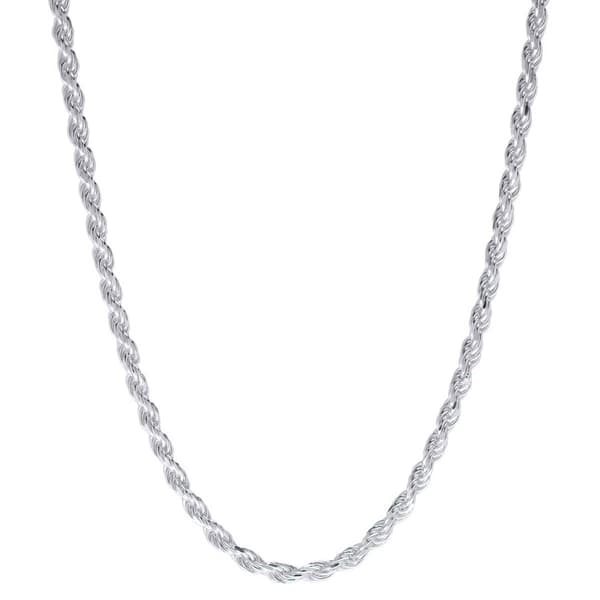 Sterling Silver Diamond Cut Rope Chain Necklace - image 