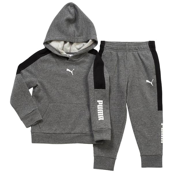 Boys &#40;4-7&#41; Puma&#40;R&#41; 2pc. Cotton Pullover Set - Charcoal Heather - image 