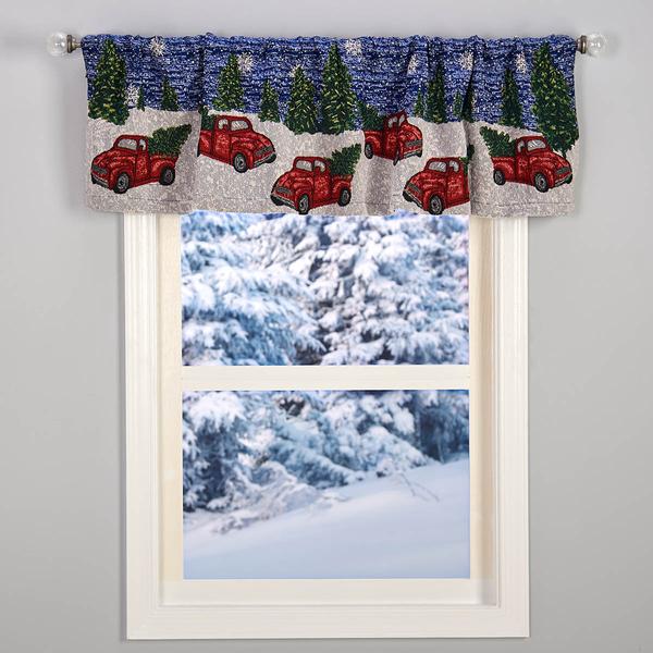 Merry Christmas Red Truck Valance - 54x15 - image 