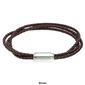 Mens Lynx Stainless Steel Leather Magnetic Clasp Bracelet - image 3