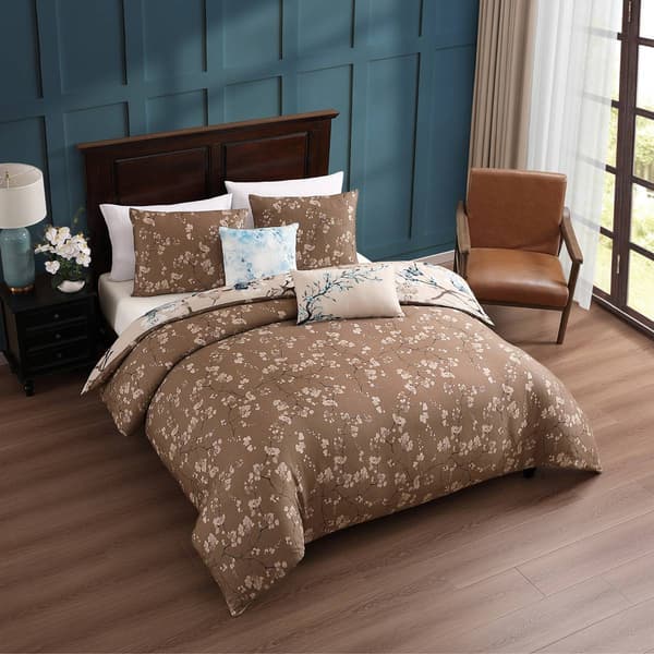 Bebejan® Blue Blossom Cotton 5pc. Reversible Comforter Set