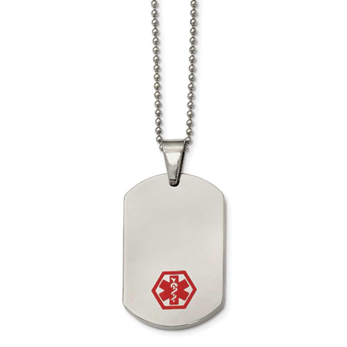 Mens Gentlemen’s Classics™ Steel & Red Enamel Medical...