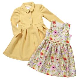 Girls &#40;4-6x&#41; Bonnie Jean Textured Coat & Floral Dress Set