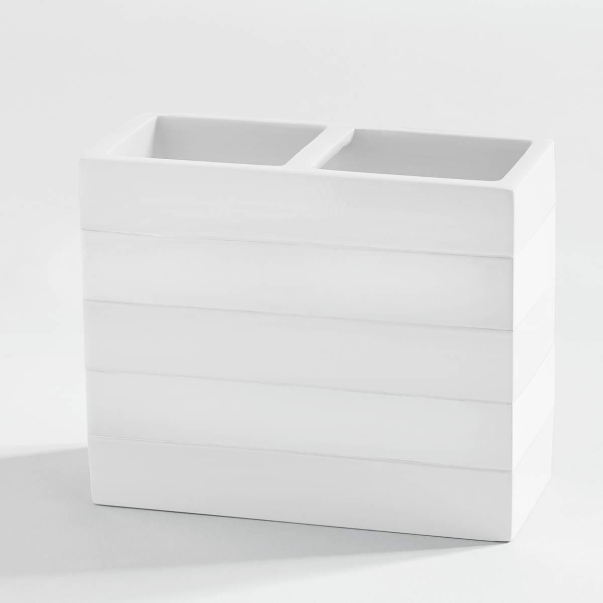 Cassadecor White Lacquer Stripe Bath Access. - Toothbrush...