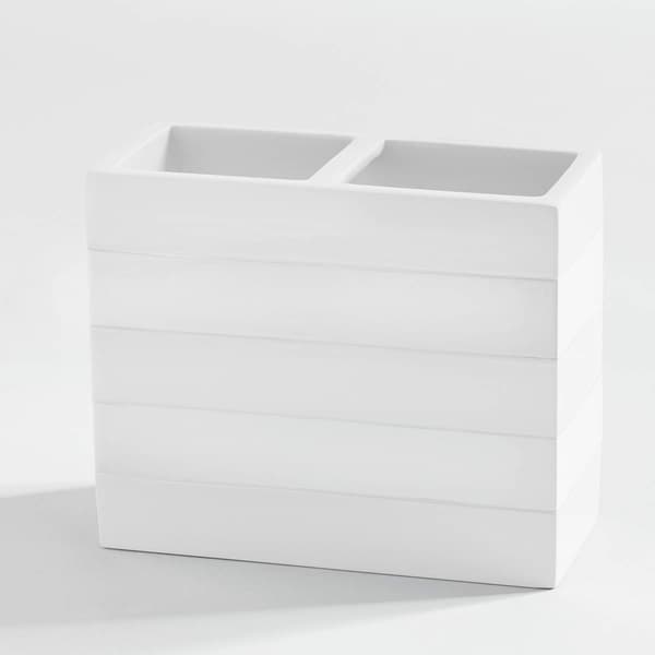 Cassadecor White Lacquer Stripe Bath Access. - Toothbrush Holder - image 