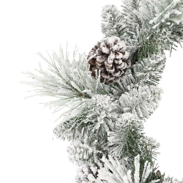 Puleo International 24in. Pre-Lit Flocked Berkshire Spruce Wreath