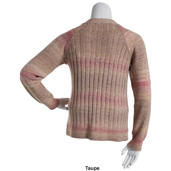 Petite Napa Valley Long Sleeve Ombre Space Dye V-Neck Sweater