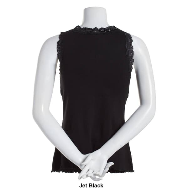 Plus Size French Laundry Lace Trim Ribbed Tank Top w/ Lettuce Hem