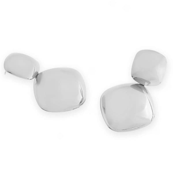 Steve Madden Silver Vintage Puffy Drop Earrings