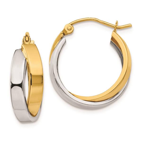 Gold Classics&#40;tm&#41; 14kt. Two-Tone 14x6mm Double Hoop Earrings - image 