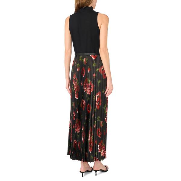 Womens Cece Sleeveless Mock Neck Floral Pleated Midi Dress