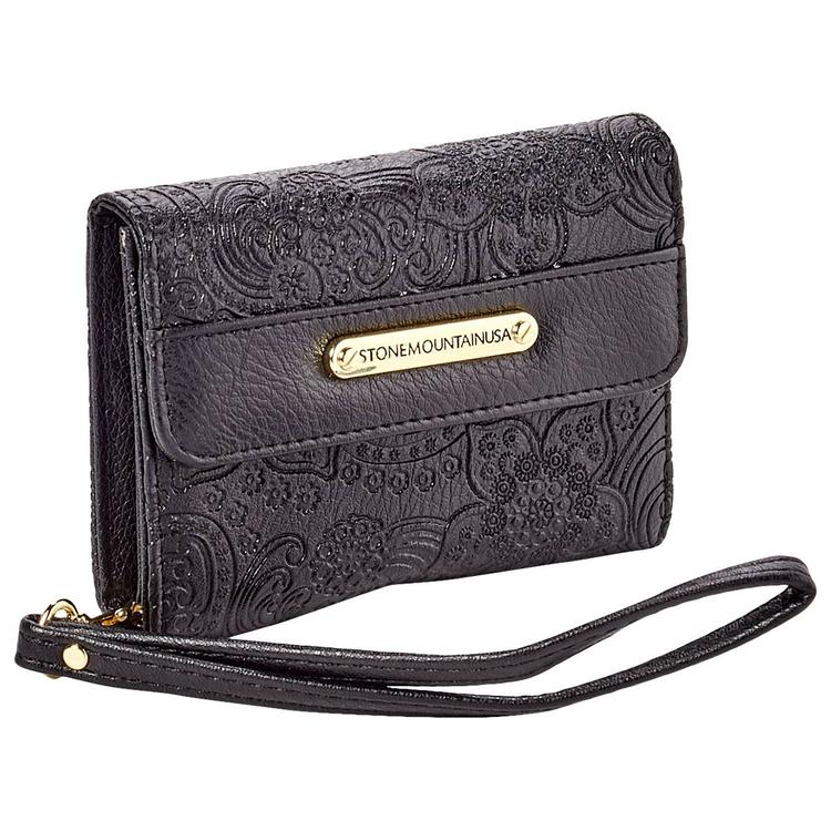 Womens Stone Mountain Paisley Embossed Trifold Wallet