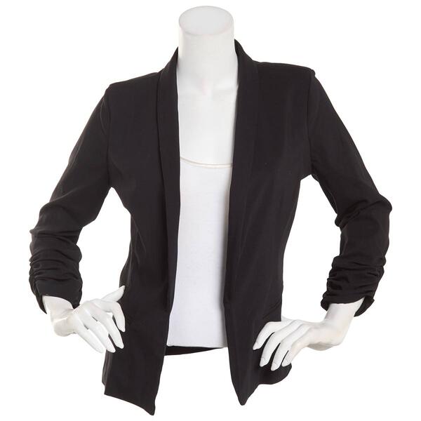 Juniors Leighton Millenium Solid Ruched Sleeve Jacket - image 