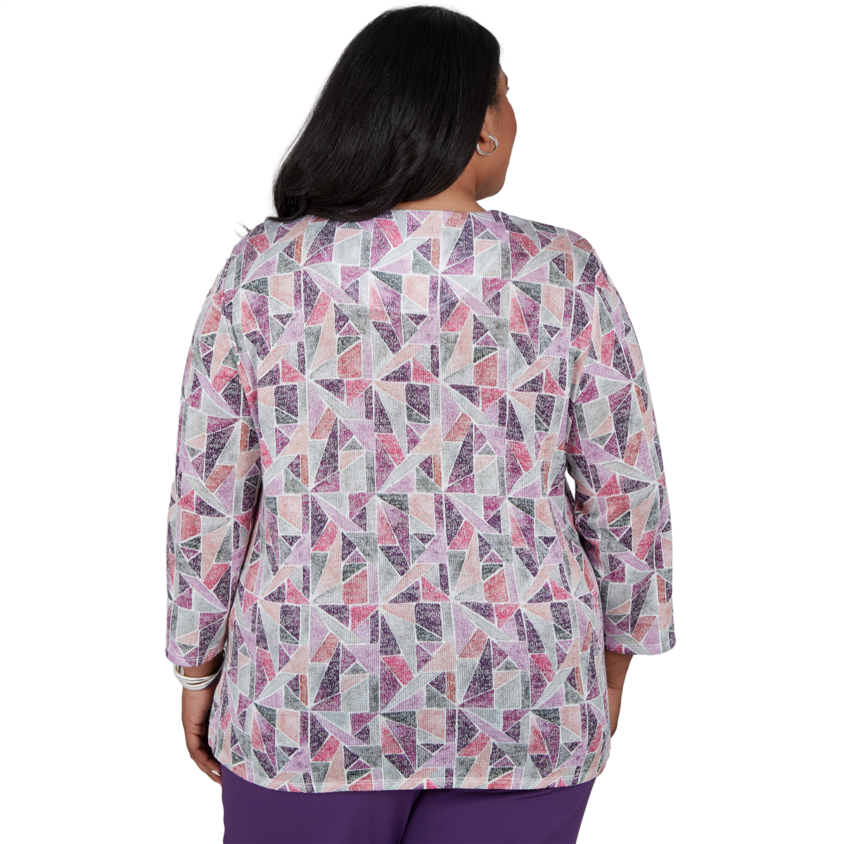 Plus Size Alfred Dunner Vail Stained Glass Geometric Blouse