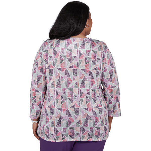 Plus Size Alfred Dunner Vail Stained Glass Geometric Blouse