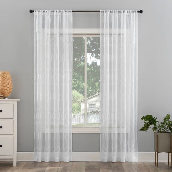 Kailey Geometric Rod Pocket Sheer Panel Curtain - image 