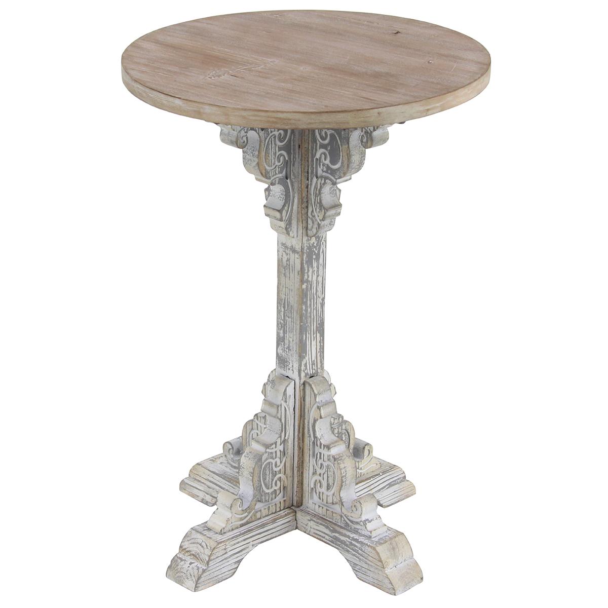 9th & Pike® Whitewash Chinese Fir Country Accent Table
