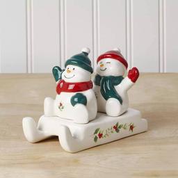 Pfaltzgraff(R) Winterberry Snowman Sled Salt & Pepper Shakers