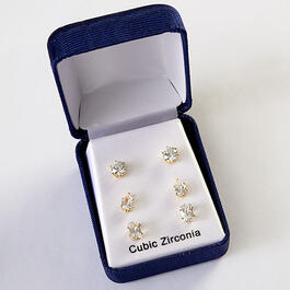 Boxed Trio Set Multi Shaped Post Earrings in Gold