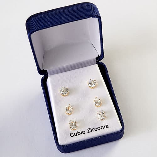Boxed Trio Set Multi Shaped Post Earrings in Gold - image 