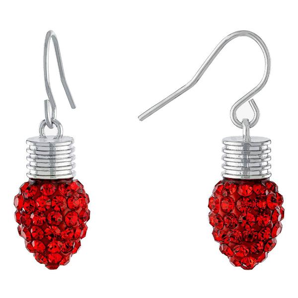 Athra Red Crystal Christmas Light Bulb Drop Earrings - image 
