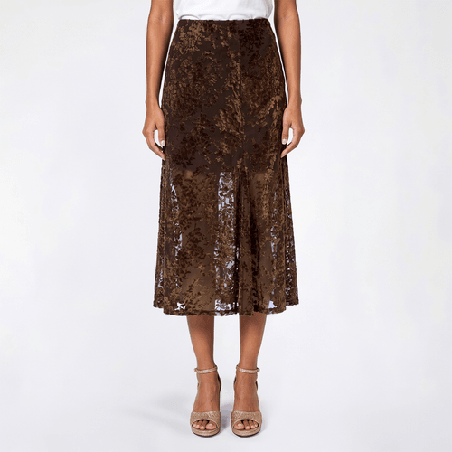 Juniors A. Byer Flock Velvet Midi Skirt