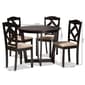 Baxton Studio Morigan Sand Fabric Dark Brown Wood 5pc. Dining Set - image 9