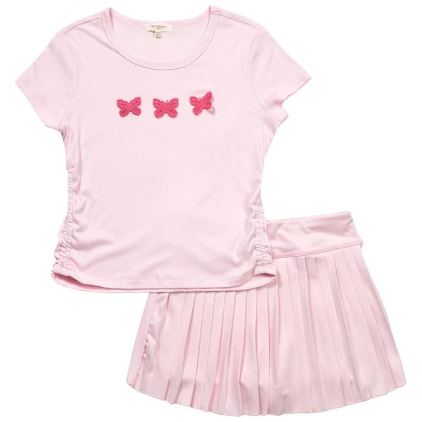 Girls (7-16) No Comment Short Sleeve Butterfly Tee w/ Skort Set - image 