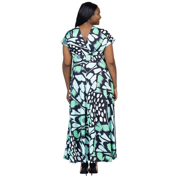 Plus Size 24/7 Comfort Apparel Butterfly Empire Waist Maxi Dress