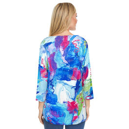 Womens Ali Miles 3/4 Sleeve Abstract Round Neck Tunic