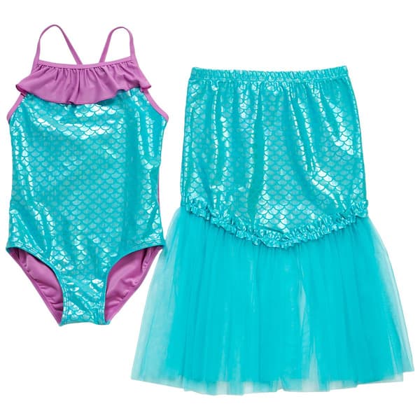 Girls (7-10) Floatimini(R) One Piece Iridescent Mermaid Swimsuit - image 
